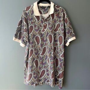 Vintage Christian Dior Monsieur Paisley Print Short Sleeve Polo
